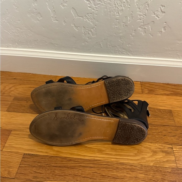 Sam Edelman Black Lace-Up Sandals German Gladiator Size 9 Leather Vacation Shoes - Picture 5 of 9